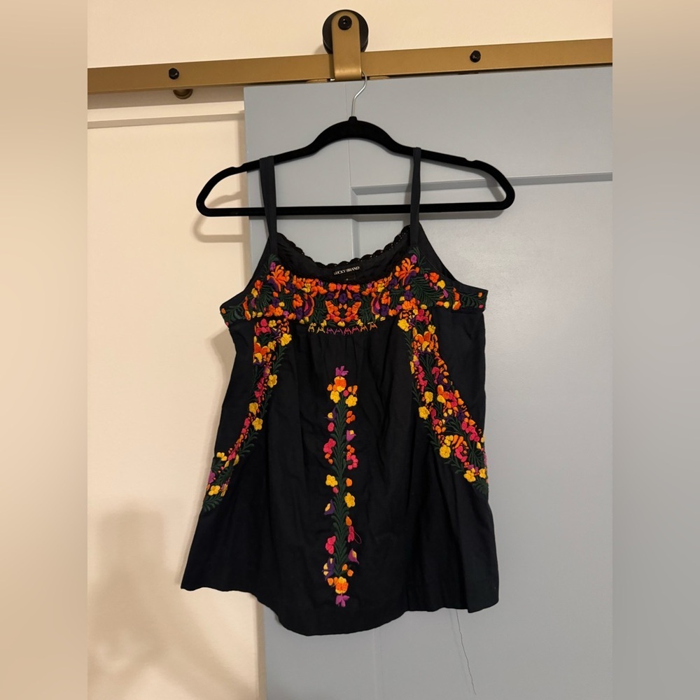Lucky Brand Embroidered Tank Top, Summer Tank, Spring Outfit- Small